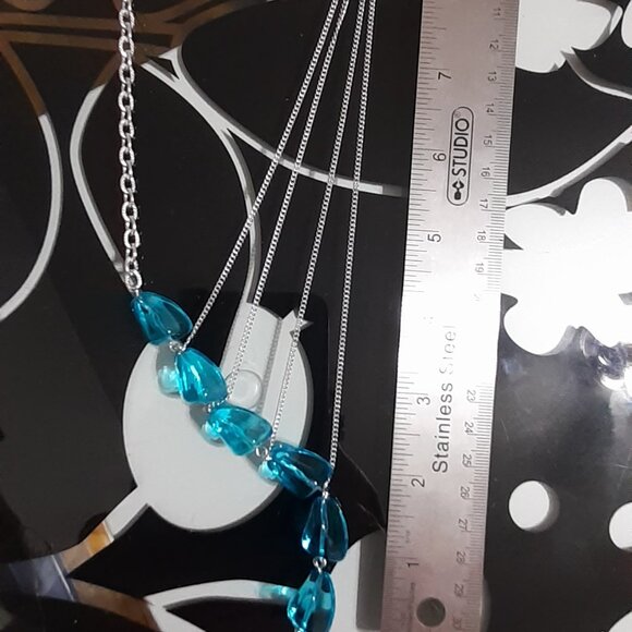 collier argent Inox et perle de verre bleu - Picture 3 of 3